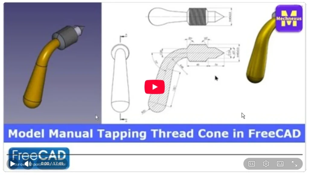 2026 01 22 16 51 51 Tapping Thread Cone in FreeCAD FreeCAD Tutorial FreeCAD Drawing Mechnexus