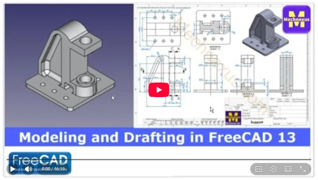 2026 01 22 16 53 09 Modeling and Drafting in FreeCAD 13 YouTube — Mozilla Firefox